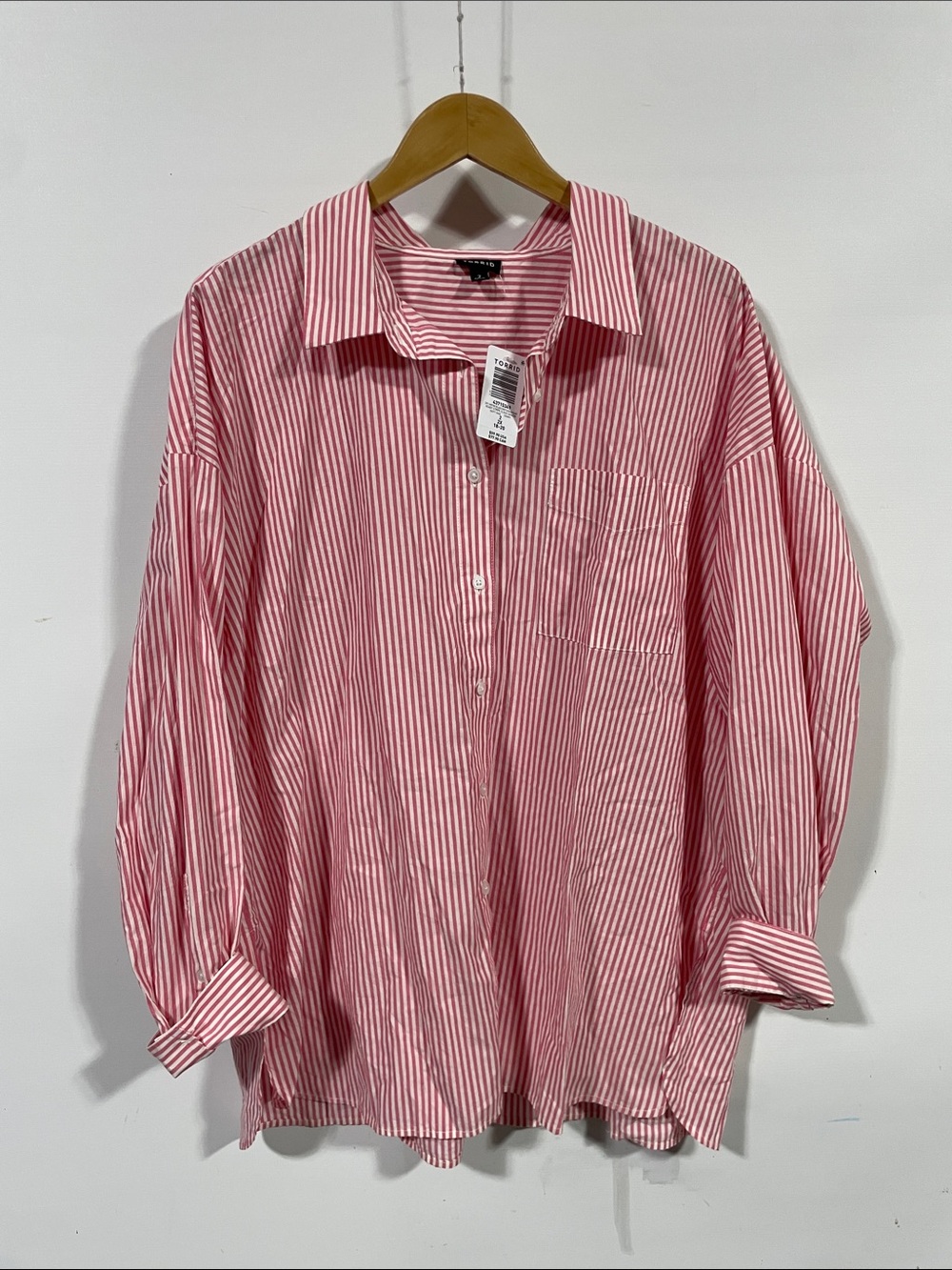 torrid Pink and White Striped Button-Up Blouse